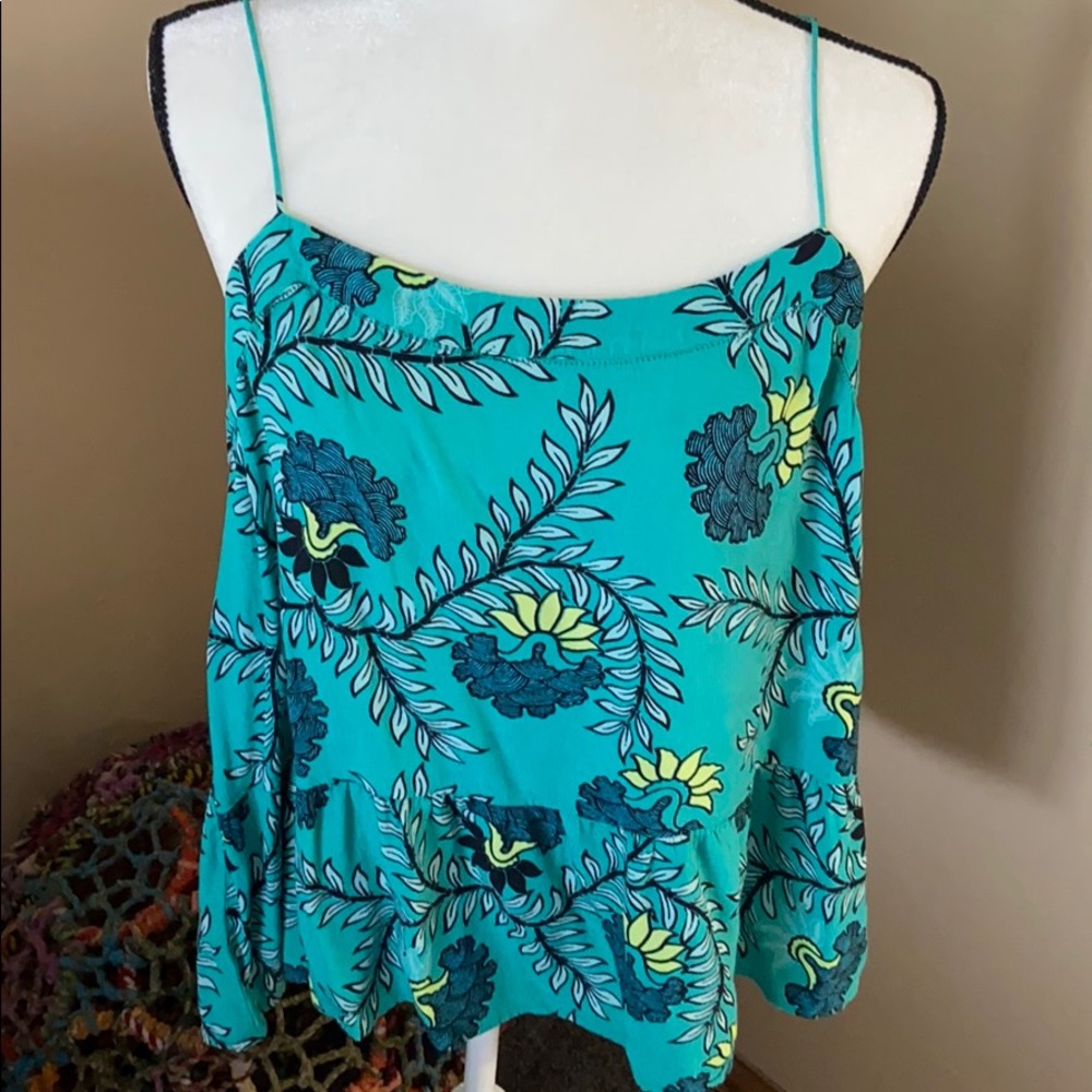 Loft blue/green botanical print cami L